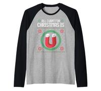 All I Want for Christmas is U Magnet Funny Ugly Xmas Sweater Raglan Baseball Tee