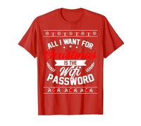 All I Want is The WiFi Password Ugly Sweater T-Shirt, Men, Red, Small