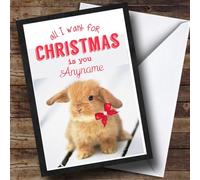 All I Want Is You Rabbit Personalised Christmas Card - Romantic Christmas Card, Christmas Card For Him, For Her, For Husband, Wife, Boyfriend, Girlfriend