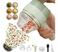 All-in-1Vegetable Chopper, Handheld electric vegetable cutter set includes 4 in 1 functions of slicing, cooking, peeling and cleaning brush