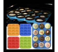 All in HERE 12 Large Silicone Muffin Yorkshire Pudding Mould Cupcake Baking Tray, Baking Mould for Muffins or Cupcakes, Cakes, Brownies, Pudding, Bakewear