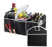 ALL IN HERE 2-In-1 Car Boot Organiser - Non-Slip Tidy Boot Bag - Multi-Compartment Collapsible Folding Vehicle Storage Box Case With Base Pockets And Carry Handles For Shopping Essentials Tools