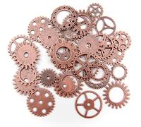 ALL in ONE 100 Grams Steampunk Gear Wheel Charms Cog Connectors Pendants Jewelry Finding DIY Craft (RED BRONZE)