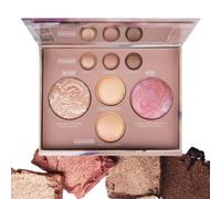 All In One Baked Face Makeup Palette, Complete Starter Cosmetic Kit With Eyeshadow, Blush, Bronzer & Highlighter, Blendable Long Lasting Shimmer Powder For Daily And Party Makeup Looks (#1)