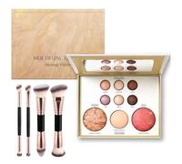 All-in-One Baked Starter Makeup Palette Kit | Complete Cosmetic Make Up Set with Bronzer, Blush, Highlighter, 6 Matte & Glitter Eyeshadows and Makeup Brushes