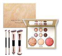 All-in-One Baked Starter Makeup Palette Kit, Cosmetic Make Up Starter Kit with Bronzer,Blush,Highlighter & 6 Eyeshadows and Brushes,Full Size Makeup Gift Set for Mature Skin,Perfect Make-Up Gift Idea