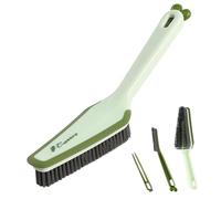 All-in-One Bathroom Cleaner Brush - Multi-Surface Shower Cleaning Brush with Stiff Bristles, Crevice Cleaning Design & Ergonomic Handle for Bathroom, Shower, Floor, Carpet & Grout Scrubbing (Green)