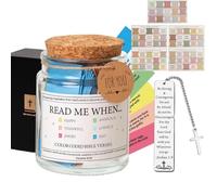 All-in-one Bible Verses in a Jar, Comes with 75 Bible Tabs, Bible Metal Bookmark, Read Me When Bible Verses Glass Jar, and Greeting Card, Bible Study Accessories Christian Gifts Easter Gifts