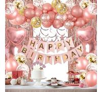 All-in-One Birthday Party Decorations Set - 150PCS Complete Kit with Banner, Balloons, Fringe Curtains, Swirls & Cake Toppers for Kids/Adults, Women/Men Indoor & Outdoor Celebrations