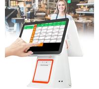 All-in-One Cash Register with Touch Screen Dual Monitor, POS System for Small Business, 8GB RAM, 128G SSD, Printer, Cash Drawer, and Software White
