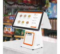 All-in-One Cash Register with Touch Screen Dual Monitor, POS System for Small Business, 8GB RAM, 128G SSD, Printer, Cash Drawer, and Software White
