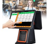 All-in-One Cash Register with Touch Screen Dual Monitor, POS System for Small Business, 8GB RAM, 128G SSD, Printer, Cash Drawer, and Software Black