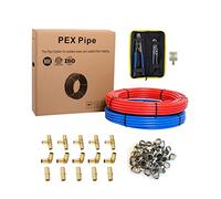 (All in One) EFIELD 2 Rolls x 100 ft (200 Ft) 1/2 Inch Pex-b Pipe/Tubing, Fitting, Crimping Clamp Tool, Cinch Clamps, Cutter Combo Kit