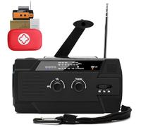 All-in-One Emergency Solar Powered Radio, Solar Powered Hand Crank Radio, solar Powered Emergency Radio, Portable Self Powered Noaa Am/Fm Radios with Sos Alarm LED Flashlight (Black)