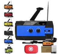 All-in-One Emergency Solar Powered Radio, Solar Powered Hand Crank Radio, Solar Powered Radio with Hand Crank, Solar Powered Radio Flashlight and Phone Charge, Rsolar Powered Emergency Radio (Blue)
