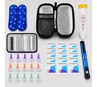 All-in-One Insulin Travel Kit | 1 Reusable Insulin Pen, 15 Pre-Injection Alcohol Wipes, 15 Pen Attachment, 2 Cooling Ice Packs, 1 Sharps Bin, 1 Insulated Travel Case | Diabetic Carry Kit for Daily Use
