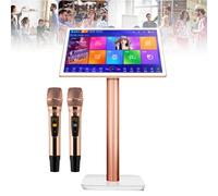 All-in-one Karaoke Machine with Lyrics Display, 19" Screen, Karaoke Player with 2 Wireless Microphone, 4K High-Definition Capacitive Touch Screen, for Outdoor Party, Family Bar Home,White-1TB
