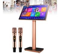All-in-one Karaoke Machine with Lyrics Display, 19" Screen, Karaoke Player with 2 Wireless Microphone, 4K High-Definition Capacitive Touch Screen, for Outdoor Party, Family Bar Home,Black-3TB