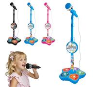 All in One kids Microphone With Stand, Portable Karaoke Machine for Kids with Adjustable Height & Flashing Stage Lights, Christmas Birthday Gifts for Little Singers (Blue)