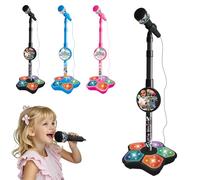 All in One kids Microphone With Stand, Portable Karaoke Machine for Kids with Adjustable Height & Flashing Stage Lights, Christmas Birthday Gifts for Little Singers (Black)