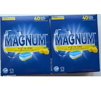 All In One Lemon Dishwasher Tablets - 80 Tablets (2 x 40) - Powerful Cleaning, Fast Dissolving Film, Glass Protection, Grease Cutting, Limescale & Filter Protection