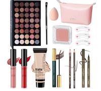 All in One Makeup Kit - Makeup Kit for Women - Travel Portable Makeup Set for Beginners - Makeup Essential Bundle Include Foundation Eyeshadow Palette Lipstick Eyeliner Mascara Cosmetic Brush Set Gift