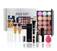 All-in-One Makeup Kit - Makeup Set for Women Full Kit - Makeup Gift Set with Foundation, Primer, 15 Colours Concealer Palette & Brushes - Complete Xmas Face Make-up Set for Women and Girls