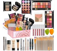 All in One Makeup Set for Women Full Kit, Make Up Gift Set, Makeup Essential Bundle Includes Foundation Eyeshadow Palette Concealer Lipstick Eyeliner Mascara Cosmetic Brush Set For Women Girls Teens