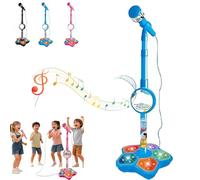 All-in-One Microphone Tcoy, Kids Music Microphone, Kids Karaoke Machine with Adjustable Stand, Speaker and LED Lights, Multifunctional Children’s Singing Toys, Birthday for Girls Boys(Blue)