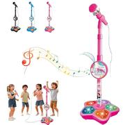 All-in-One Microphone Tcoy, Kids Music Microphone, Kids Karaoke Machine with Adjustable Stand, Speaker and LED Lights, Multifunctional Children’s Singing Toys, Birthday for Girls Boys(Pink)