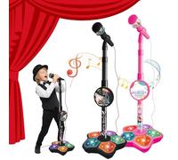 All-in-One Microphone Toy, Upgraded Kids Karaoke Machine with Adjustable Stand, Colorful Lights, and Echo Effect, with Mobile Phones, for Christmas and Birthday (2Pcs-B)
