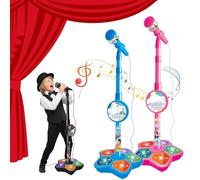 All-in-One Microphone Toy, Upgraded Kids Karaoke Machine with Adjustable Stand, Colorful Lights, and Echo Effect, with Mobile Phones, for Christmas and Birthday (2Pcs-A)