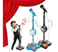 All-in-One Microphone Toy, Upgraded Kids Karaoke Machine with Adjustable Stand, Colorful Lights, and Echo Effect, with Mobile Phones, for Christmas and Birthday (2Pcs-C)