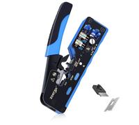 All-In-One RJ45 Crimp Tool with Hand-Twist Screw and Wire Terminal Crimper for CAT8/CAT7/CAT6A/CAT6/CAT5E/CAT5, Ethernet Crimper RJ45 crimper RJ45 Pass Through Crimp Tool Ethernet Crimping Tool