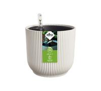 All in One Round Planter Pot 18cm Linen White Plastic Self Watering Insert