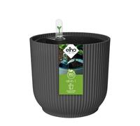 All in One Round Planter Pot 25cm Anthracite Plastic with Self Watering Insert