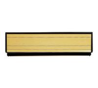 All-in-one Sleeved Letterbox Plate - 253 x 38 x 35-65mm Aperture- Gold Aluminium | Front Door Letterbox Plate Cover - Interior/Exterior Mailbox Tidy - Door Post Flap