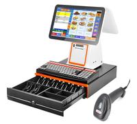 All-in-One Smart Cash Register with 15.6-inch Dual Screen, Touch Screen PC POS Cash System, Built-in Receipt Printer, for Small Businesses, Retailers, Supermarkets,B-White