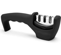 All in One Smart Scissor & Knife Sharpener - 3 Style Manual Sharpener, All types - Ceramic & Metal Kitchen Knives, Ceramic Stone, Tungsten Carbide Plates, Diamond rods, Ergonomic Design, Non Slip Base