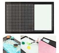 All-in-One Tempered Glass Media Mat - Portable 15.75"x10.24" Heat & Scratch Resistant Cutting Board with Grid Lines, Non-Stick Surface for Mixed Media, Hot Glue & Epoxy Resin with Pink Storage Pouch