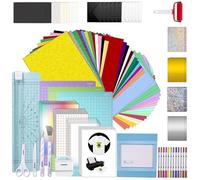 All-in-One Ultimate Accessories Bundle for Cricut Joy Xtra,134pcs Starter Kit with Heat Transfer Vinyl,Adhesive Vinyl, Weeding Tools,Transfer Tape,Paper Trimmer,Brayer Roller,Crafting Starter Kit