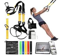 ALL-IN-ONE WEIGHT RESISTANCE TRAINING KIT - Professional Suspension Strap System with 5 Exercise Loop Bands, Door Anchor and Extension Straps