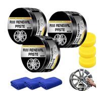 All-in-One Wheel Care & Restoration Paste, Rim Renewal Paste, Rim Repair Kit Curb Rash, Safe for All Alloys (3Pcs)
