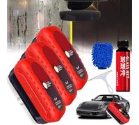 All in One Wipe on Oil Film Remover, Automotive Oil Film Cleaning Brush, Anti-Rain Fog Glass Cleaning Board, 2024 upgrade Glass Coating for Windshield with Remover (3pcs)