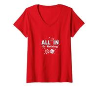 All in Or Nothing Gambling Quote Casino Lover Gift V-Neck T-Shirt, Women, Red, XL