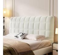All-inclusive Bed Head Cover ,Bed Headboard Cover Protector Padded Velvet Dustproof Stretch Solid Color Quilted Bed Head Covers, For Twin Queen Full California King Size Beds(BeigeWhite,150cm(59inch))