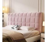 All-inclusive Bed Head Cover ,Bed Headboard Cover Protector Padded Velvet Dustproof Stretch Solid Color Quilted Bed Head Covers, For Twin Queen Full California King Size Beds(Pink,140cm(55.1inch))