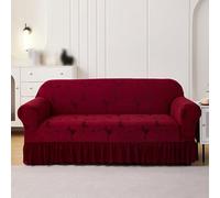 All-Inclusive Washable Stretch Sofa Cover Dustproof Slipcover for 1/2/3/4 Seater Sofas Skirted Design Perfect Home Decor (4 Seater: 235-300cm Color: A)