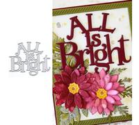 All is Bright Die Cuts for Card Making, Words Metal Cutting Dies for Paper Scrapbooking, DIY Stencils for Album Party Wedding Festivals Decoration