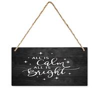All Is Calm All Is BrightVinyl Printable Cutting Funny Wall Decor Signs Farmhouse Bathroom Decor Wooden Signs Rustic Bathroom Home Decor Walls Vintage Wooden Bathroom Toilet 6X12 Inch